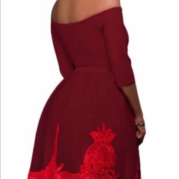 Burgundy ruffle bottom dress - Picture 2 of 2